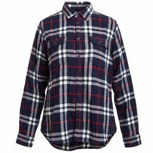 George Men's Navy and Red Plaid Casual Button Down Shirt